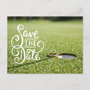 Golf bruiloftsfeest met golfbal en hart liefde briefkaart