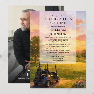 Golf Buggy-herdenkingsdienst Funeral-foto Kaart