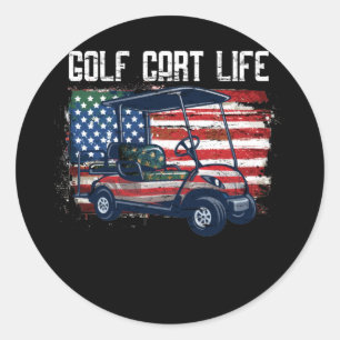 Golf Cart Amerikaanse vlag Golfing Independence Ronde Sticker