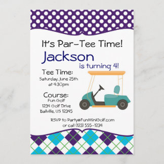Golf Cart Birthday Party Invitation Kaart