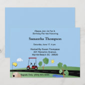 Golf Cart Birthday-uitnodigingen Kaart (Voorkant / Achterkant)