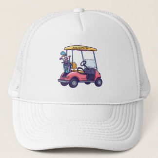 Golf Cart Clubs Monogram Name Trucker Hat Pet