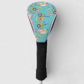 Golf Cart Girly Blue Golf Club Head Hoesje Golfheadcover (Voorkant)
