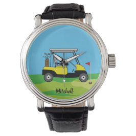 Golf Cart & Groene Cursus Gepersonaliseerd Horloge