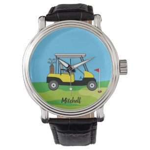 Golf Cart & Groene Cursus Gepersonaliseerd Horloge