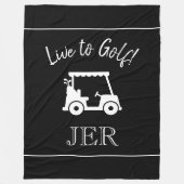 Golf Cart Live naar Golf Monogrammed Black & White Fleece Deken (Voorkant)