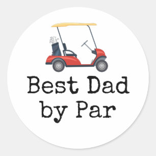 Golf Cart met Beste vader van Par Vader Ronde Sticker