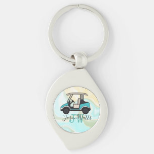 Golf Cart met monogram voor golferzwembleem Sleutelhanger