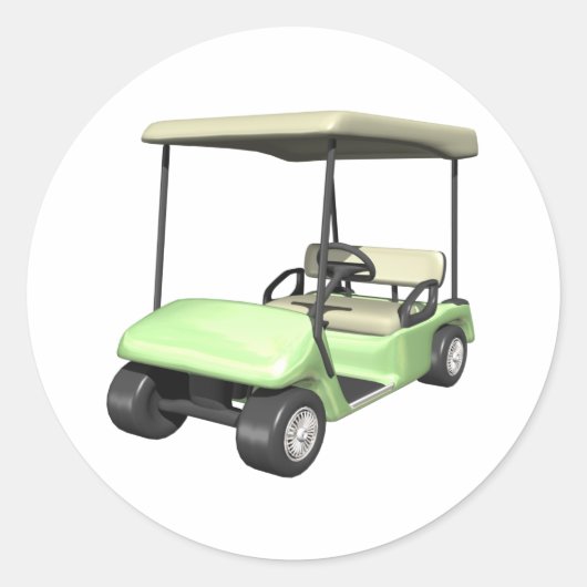 Golf Cart Ronde Sticker (Voorkant)