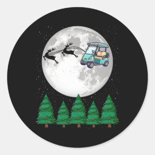Golf Cart Santa KerstSleigh - Funny Golf Cart Ronde Sticker