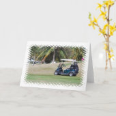 Golf Cart Wenskaart Kaart (Gele Bloem)