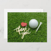 Golf carte de remerciements avec golf boule tee av (Devant / Derrière)