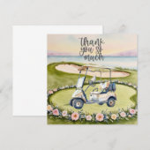 Golf carte de remerciements terrain d'aquarelle (Devant / Derrière)