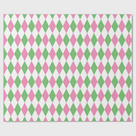 Golf Chic Pink Green Argyle Wrapping Paper Cadeaupapier