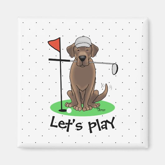 Golf Chocolate Labrador Retriever Dog - Cute Magneet (Voorkant)