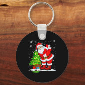 Golf Christmas Men Club Playing Santa Claus Sleutelhanger (Voorkant)