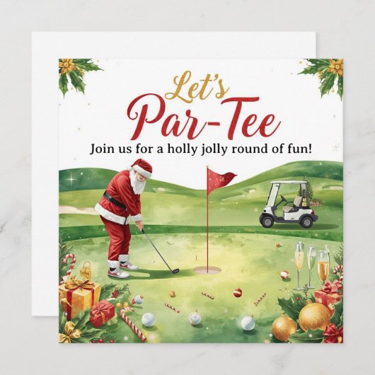 Golf Christmas Party Let’s Par tee with Santa Kaart (Voorkant / Achterkant)