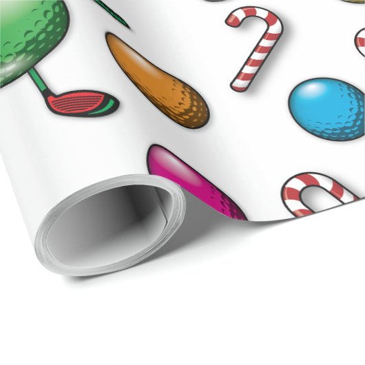 Golf Christmas Pattern Design Cadeaupapier (Rol Hoek)