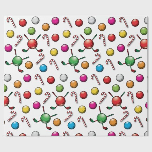 Golf Christmas Pattern Design Cadeaupapier (Vlak)
