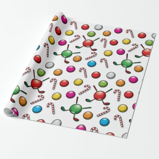Golf Christmas Pattern Design Cadeaupapier (Uitgerold)
