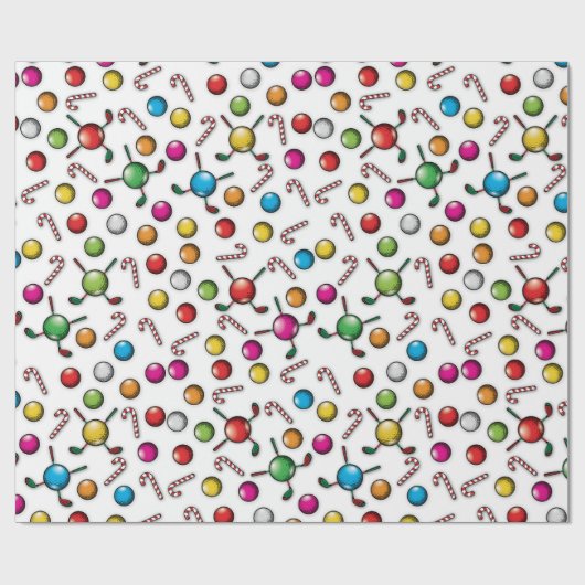 Golf Christmas Pattern Design Cadeaupapier (Vlak)