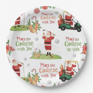 Golf Christmas Santa Golfer Course kan bij u zijn Papieren Bordje