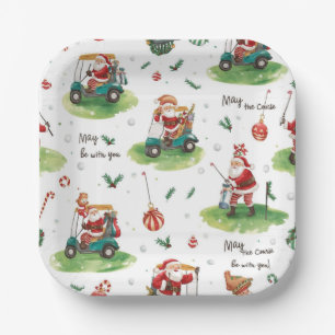 Golf Christmas Santa Golfer Course kan bij u zijn Papieren Bordje