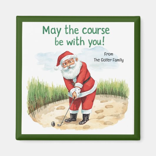 Golf Christmas Santa May the course be with you Magneet (Voorkant)
