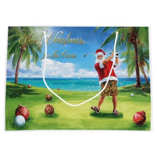 Golf Christmas themed with Santa Claus Groot Cadeauzakje (Voorkant)