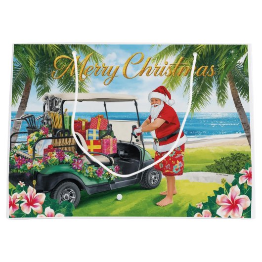 Golf Christmas with Santa Claus in Hawaii Groot Cadeauzakje (Voorkant)