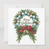 Golf Christmas Wreath for Golfer with golf ball Kaart (Voorkant)