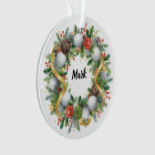 Golf Christmas Wreath with Golfer Name Ornament (voorkant)