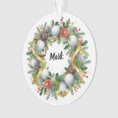 Golf Christmas Wreath with Golfer Name Ornament (voorkant)