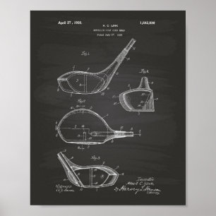 Golf Club 1926 Patent Art - Chalkboard Poster