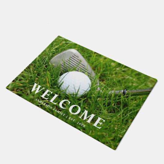 Golf Club en Ball Personalized Deurmat (Schuin)
