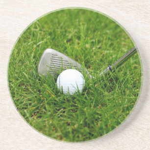 Golf Club en Golf Ball Zandsteen Onderzetter