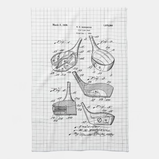  Golf Club Illustratie Theedoek (Verticaal)