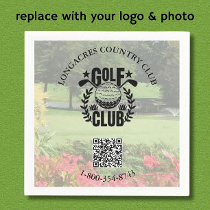 Golf Club League Foto Aangepaste Logo QR Code Servet