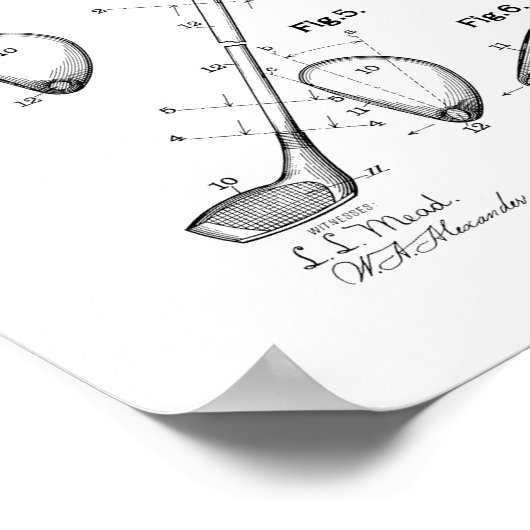 Golf-club Patent Poster (Hoek)