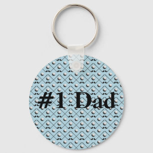 Golf Club Pattern Blue Nummer één vader Sleutelhanger