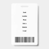 Golf Club Special Tournament Custom Event Pasjes Badge (Achterkant)