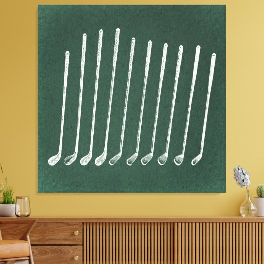 Golf Clubs Antiek Golfkunst groene stijl Canvas Afdruk (Insitu (Woonkamer))