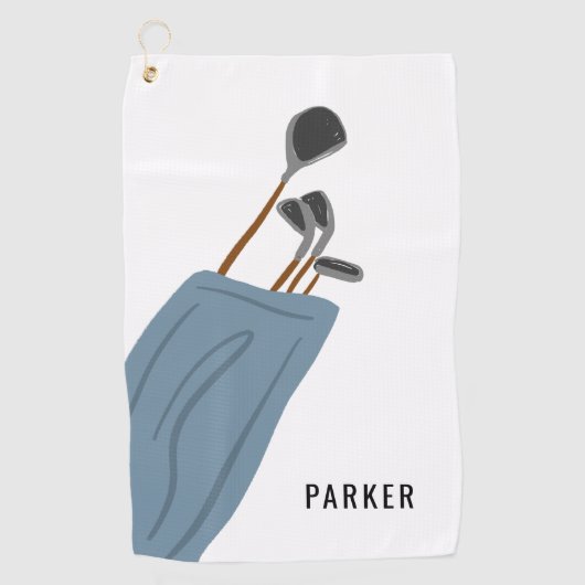 Golf Clubs Illustration Personalized Golfhanddoek (Voorkant)