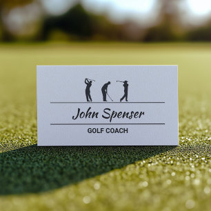 Golf Coach Trainer Eenvoudig Ontwerp Witte Kaart Visitekaartje