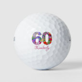 Golf conception florale d'anniversaire 60 ans balles de (Devant)