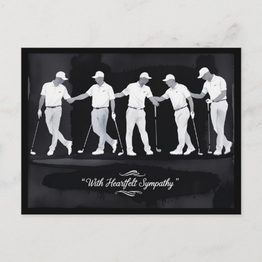 Golf condoleance “Met hartelijke deelneming.” Briefkaart (Voorkant)