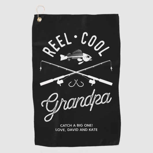 Golf Cool Reel Grand-père personnalisé serviette de pêc (Devant)
