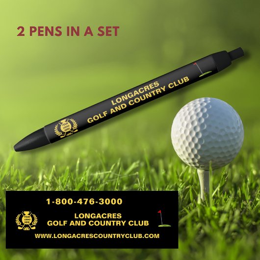 Golf & Country Club League Logo Website Telefoon P Zwarte Inkt Pen