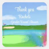 Golf Course Bunker Gender onthullen Baby Bedankt Vierkante Sticker (Voorkant)