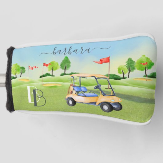 Golf Course Cart Women Monogram Name Putter Golfheadcover (Voorkant)
